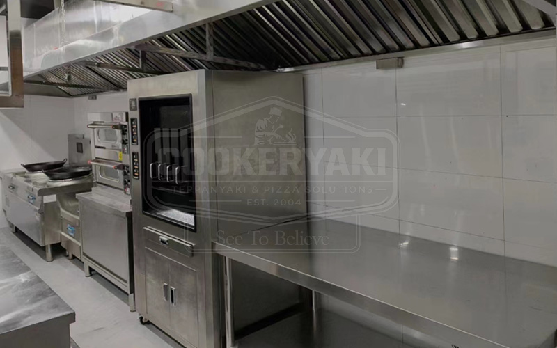 Cookeryaki commercial grilled fish oven installed in a restaurant kitchen