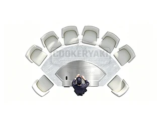 Fan-Shaped Teppanyaki Table -25mm quenched steel plate
