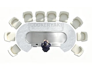 Oval Teppanyaki Table - 25mm quenched steel plate