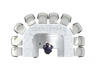 Arched Teppanyaki Table - 25mm quenched steel plate