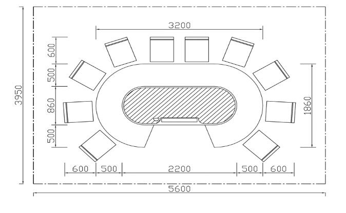 Oval 10 Seat Teppanyaki Table with GAS and Built in Ventilation Extractor Fan