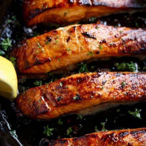 Browned Butter Honey Garlic Teppanyaki Salmon Grill