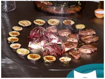 Teppanyaki Style Dining Table | Beef Short Ribs with fried Radicchio and Eggplant
