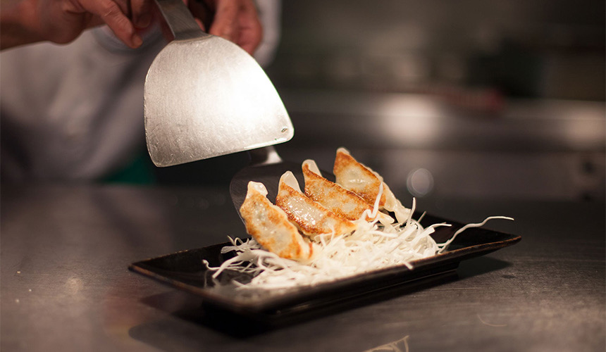 built in teppanyaki grill table | Teppanyaki Dumplings - Japanese baked dumplings
