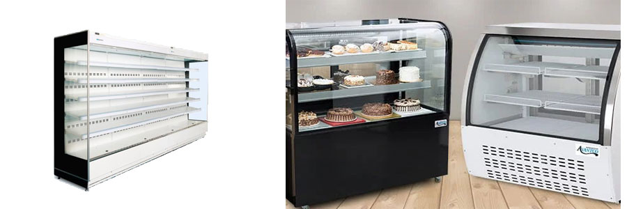 Commercial freezer refrigerated display case - air cooled and straight cold