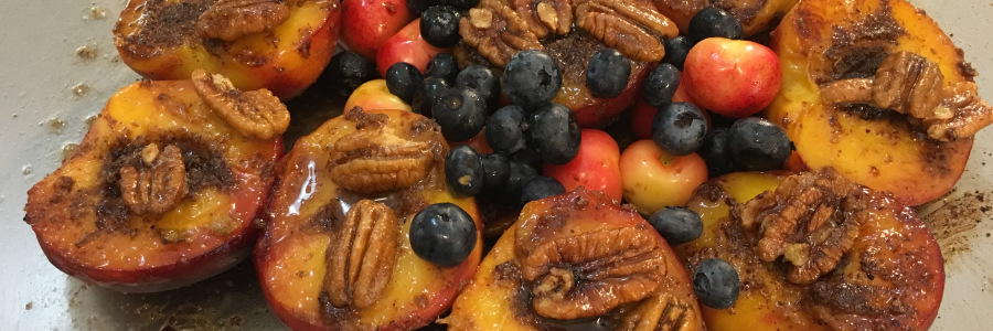 Teppanyaki hibachi table | Boozy grilled peaches, Teppan-style!