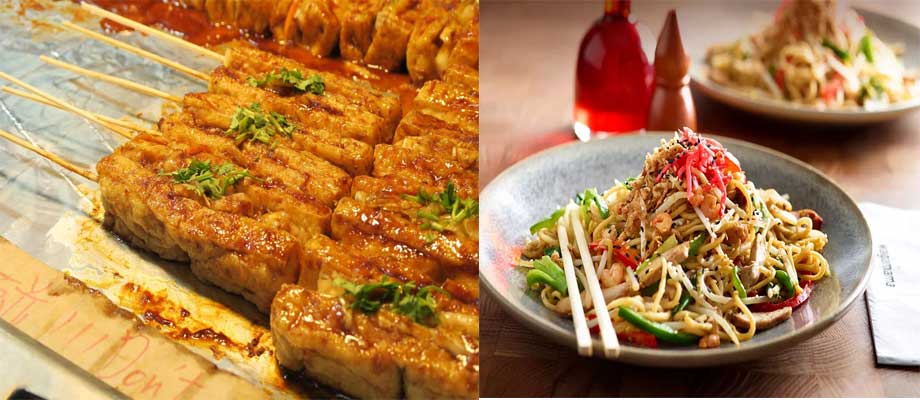 Teppanyaki Sesame Tofu With Soba and Tofu Steak
