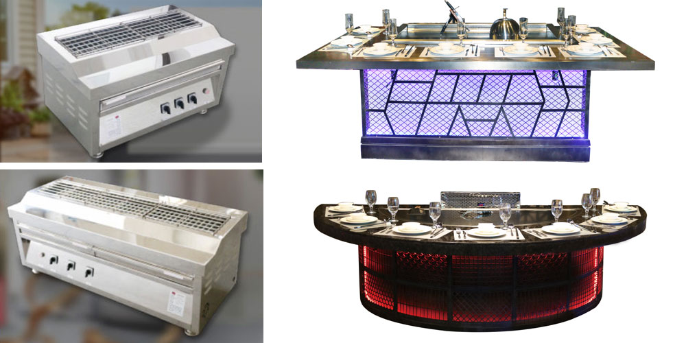 Smokeless BBQ Grill and Smokeless Teppanyaki Table