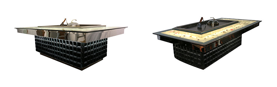 Rectangular Smokeless Teppanyaki Grill Table-Gas & Electric Heating