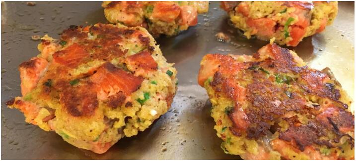 customized teppaniyaki table | Salmon “Burger” Patties