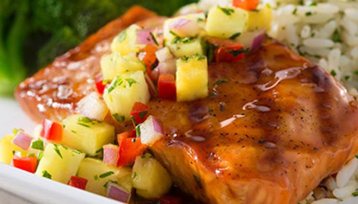 Pineapple Salsa Teppanyaki Salmon