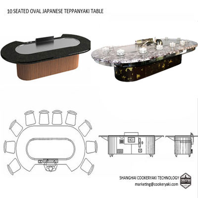 Oval Teppanyaki Table Equipment For Commercial