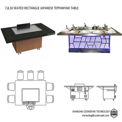 Rectangle Teppanyaki Table For Restaurant