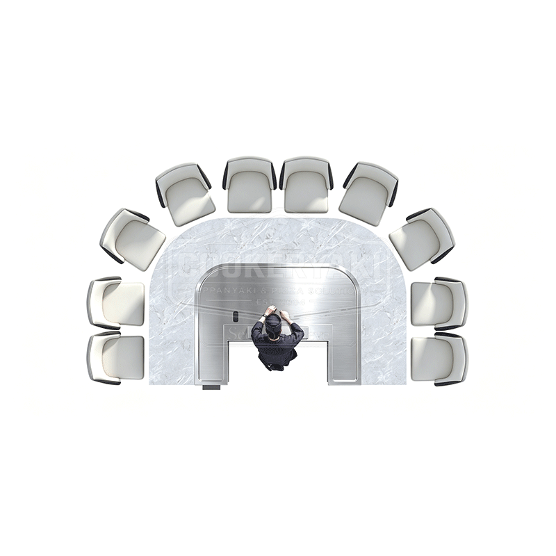 Arched Teppanyaki Table - 25mm quenched steel plate