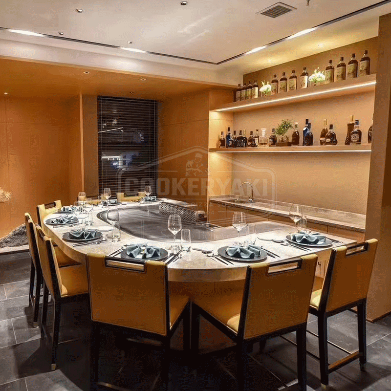 Arched Teppanyaki Table - 25mm quenched steel plate