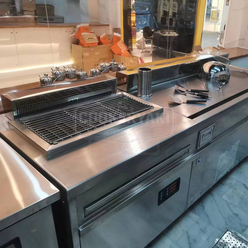 Teppanyaki Grill Table with BBQ Grill