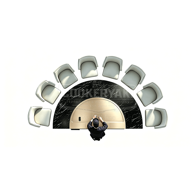 Semicircular Copper Teppanyaki Grill