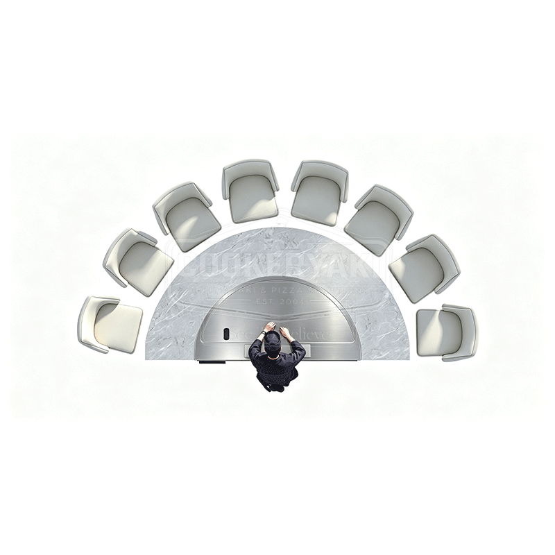 Semicircular Teppanyaki Table - 25mm quenched steel plate