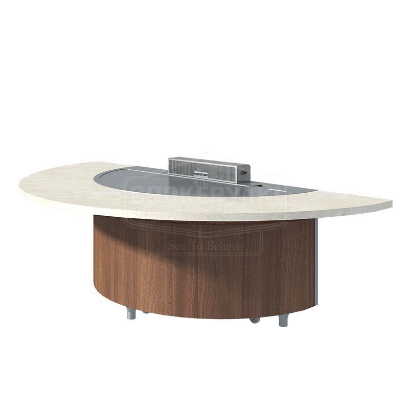 Semicircular Teppanyaki Table - 25mm quenched steel plate