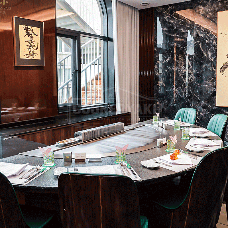 Semicircular Teppanyaki Table - 25mm quenched steel plate