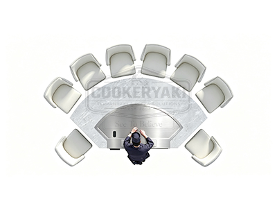 Fan-Shaped Teppanyaki Table -25mm quenched steel plate