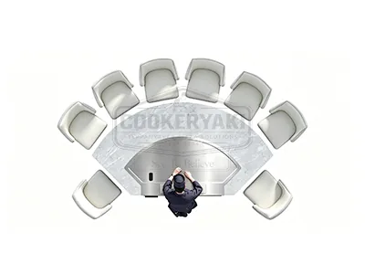 Fan-Shaped Teppanyaki Table -25mm quenched steel plate