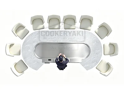 Oval Teppanyaki Table - 25mm quenched steel plate