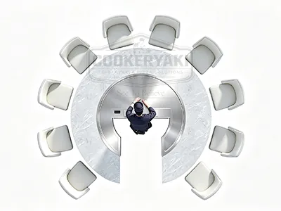Round Teppanyaki Table - 25mm quenched steel plate