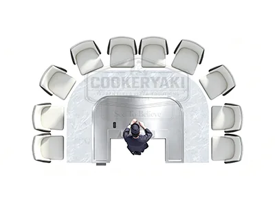 Arched Teppanyaki Table - 25mm quenched steel plate