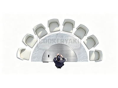 Semicircular Teppanyaki Table - 25mm quenched steel plate