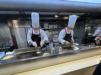 Rectangular Teppanyaki Grill Table with Dual Chef Stations