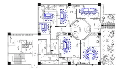 Shanghai Teppanyaki Restaurant CAD Floor Plan: 6 Private Rooms, 55 Seats