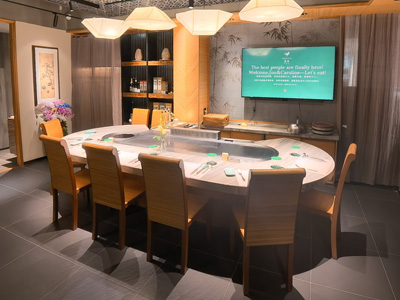 Oval Teppanyaki Table for 8-10 Guests with Induction Cooker